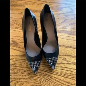 ALDO size 6.5 Black leather Heels